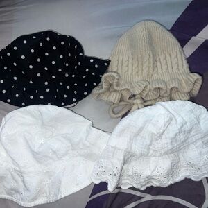 Carter's 4-Pack Kids Hat Set - Black Polka Dot, Cream, White